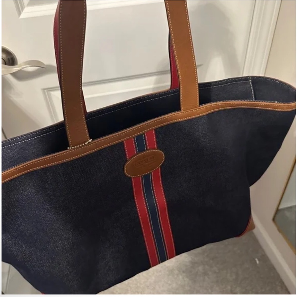 Coach Denim Weekender Tote Bag Cherry Coke lining Vintage Y2K C04K-5436 RARE - Picture 2 of 16